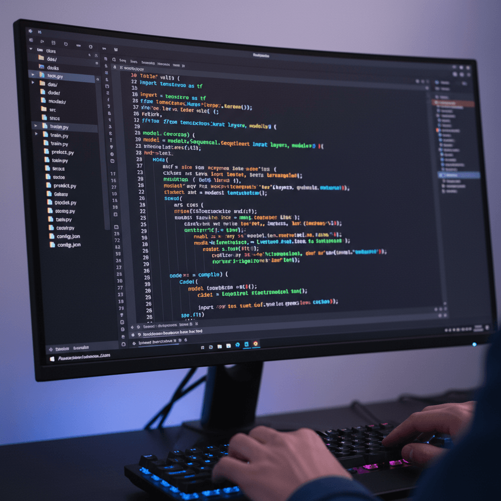Clean, well-structured machine learning code on developer monitor