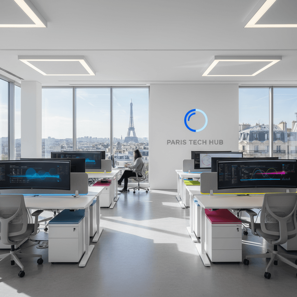 Modern Aivanta Solutions workspace in Paris with natural light