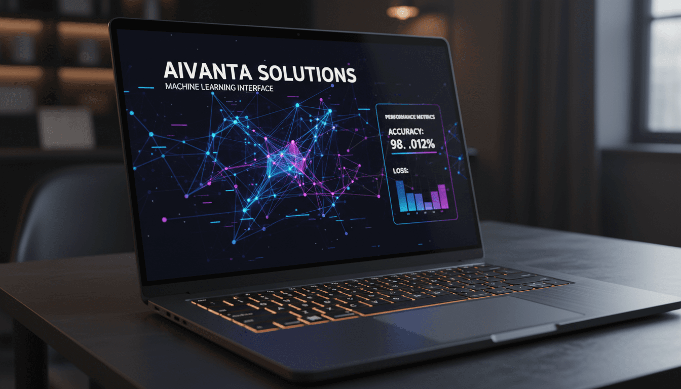 Aivanta Solutions machine learning platform interface with neural network visualization