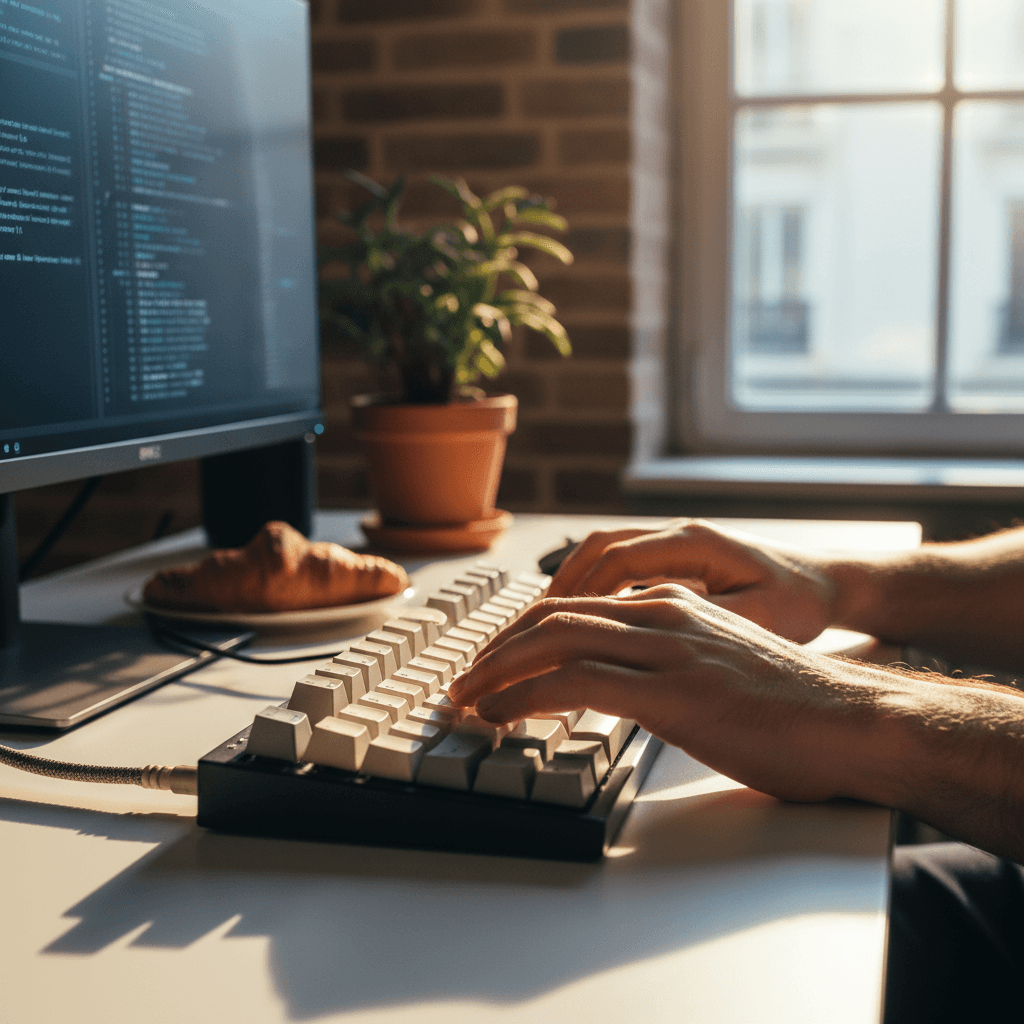 Developer hands typing on keyboard during focused work session
